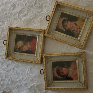 Vintage Mid Century Framed Shadowbox Ladies with Bonnets Photos Bundle of 3